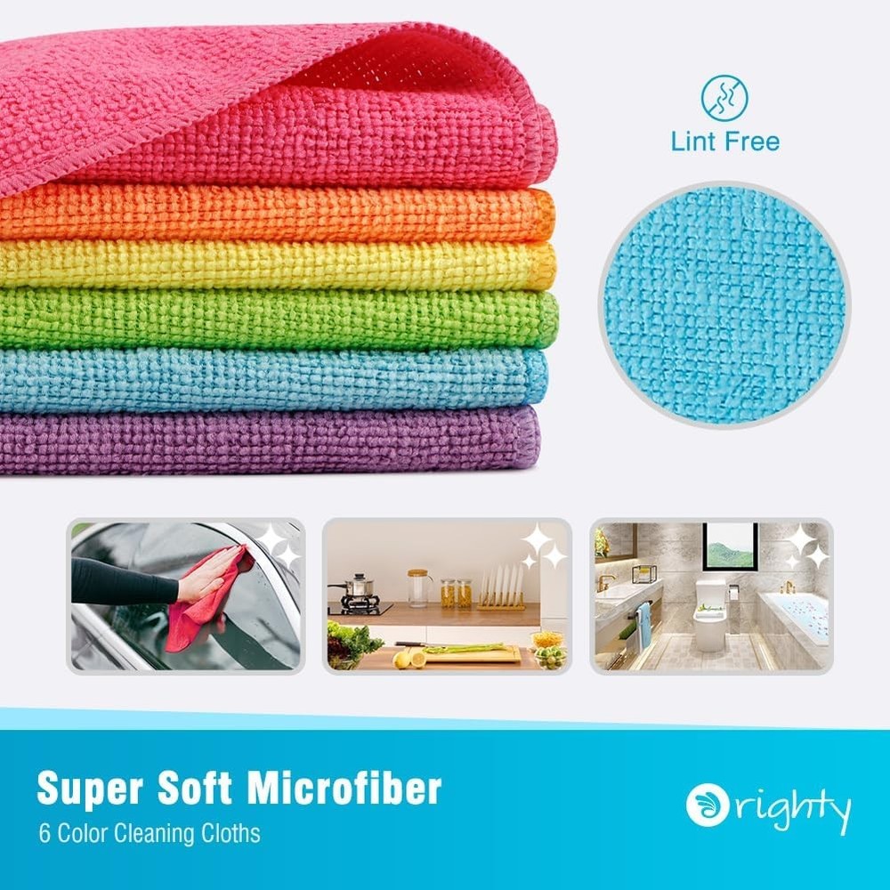 Multicolor Microfiber Cleaning Cloths 24pk