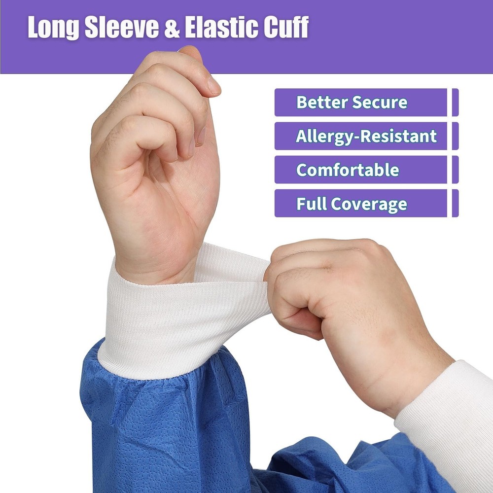 Disposable Lab Jackets Durable SMS Multiple Layers 45G Hip Length with Pockets