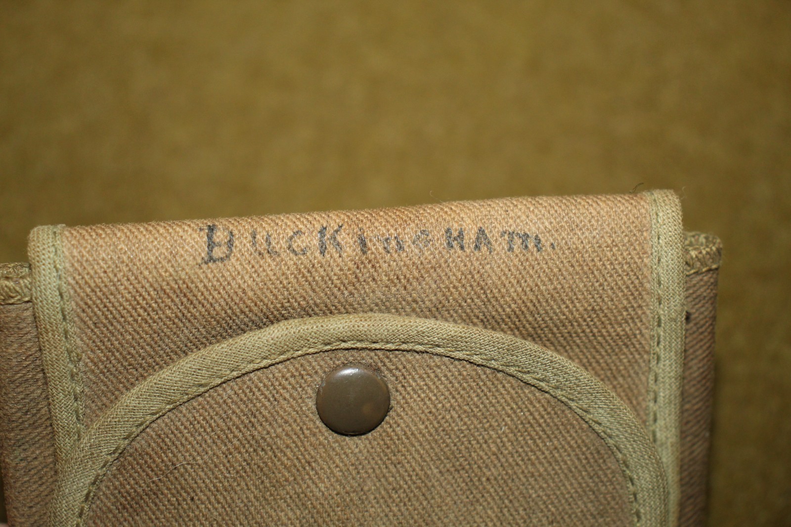 Original WW2 U.S. Army GI's Named OD Canvas Shaving Kit Storage Pouch, Empty