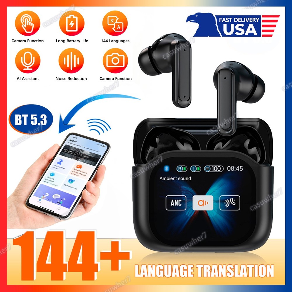 144+ Language AI Translator Earbuds Wireless Bluetooth Two Way Translator Device