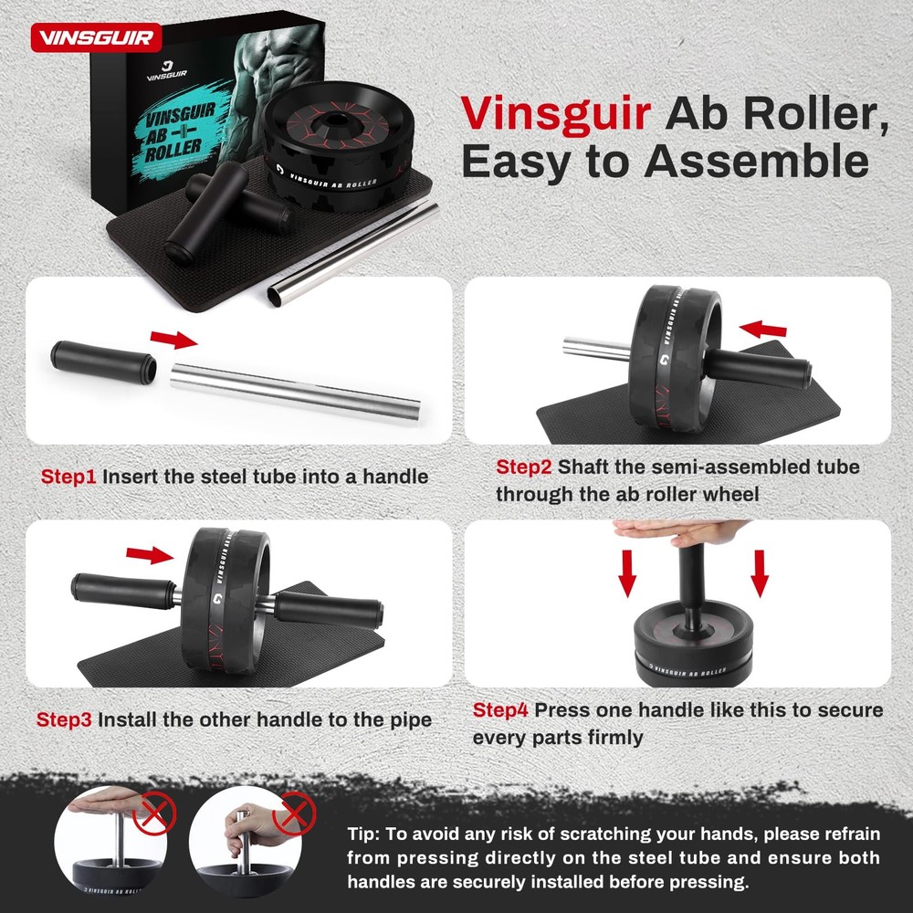 Ab Roller Wheel, Abs Workout Equipment for Abdominal & Core Strength Training...