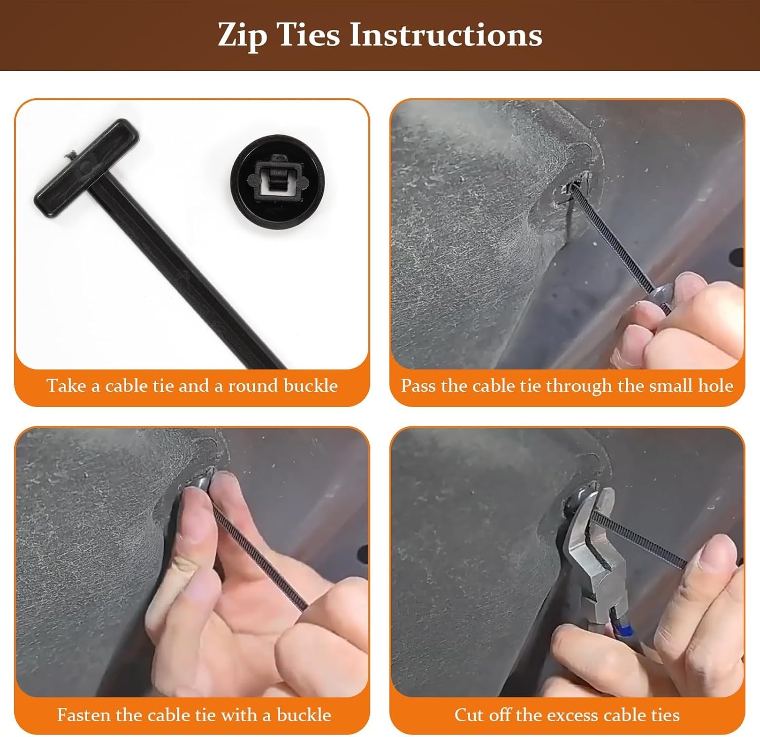 100 PCS Nylon Cable Tie Buckle,Heavy Duty Self-Locking Zip Ties Holder Universal