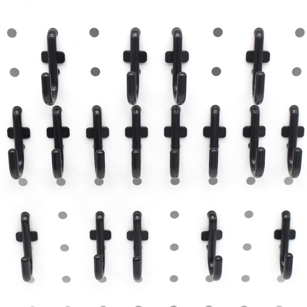 Pegboard Hooks Kit Pegboard J Hook Assortment 100PK Black Peg Hooks