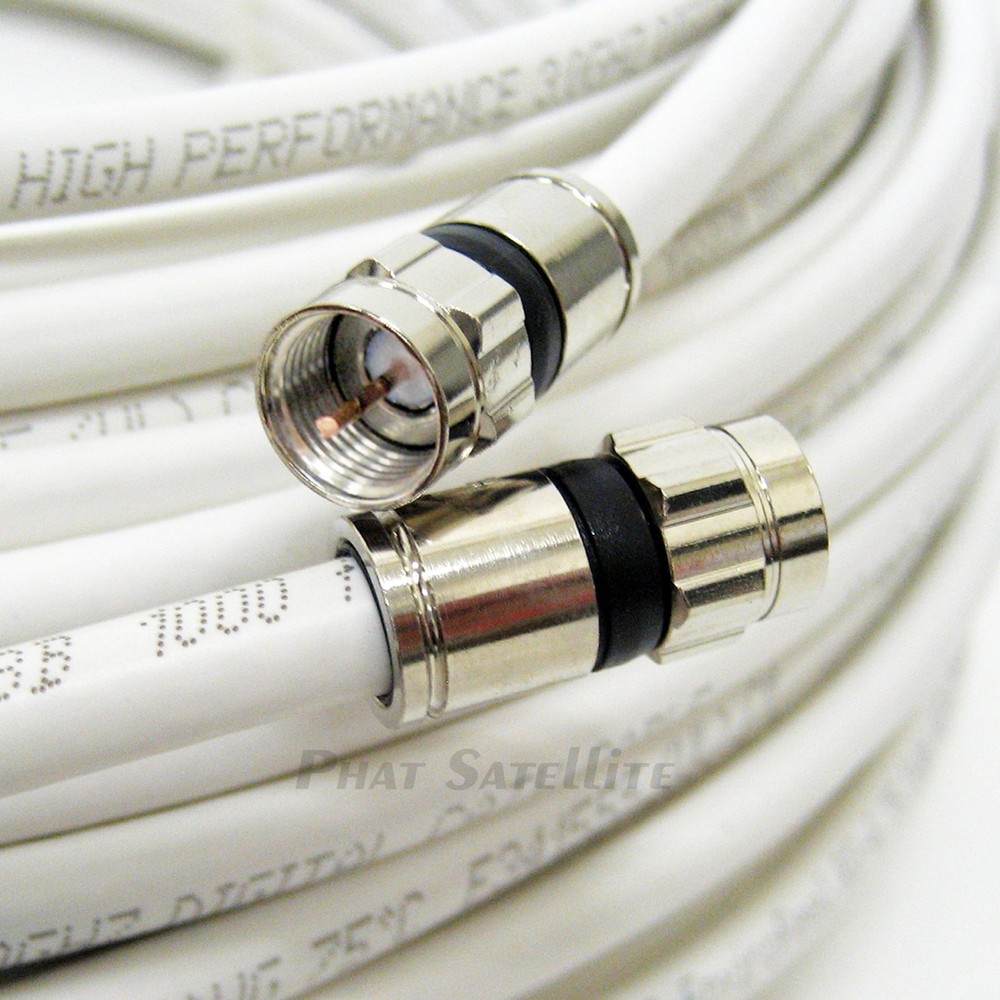 20ft WHITE PERFECT VISION SOLID COPPER 3GHZ COAXIAL RG6 DIRECTV APPROVED CABLE