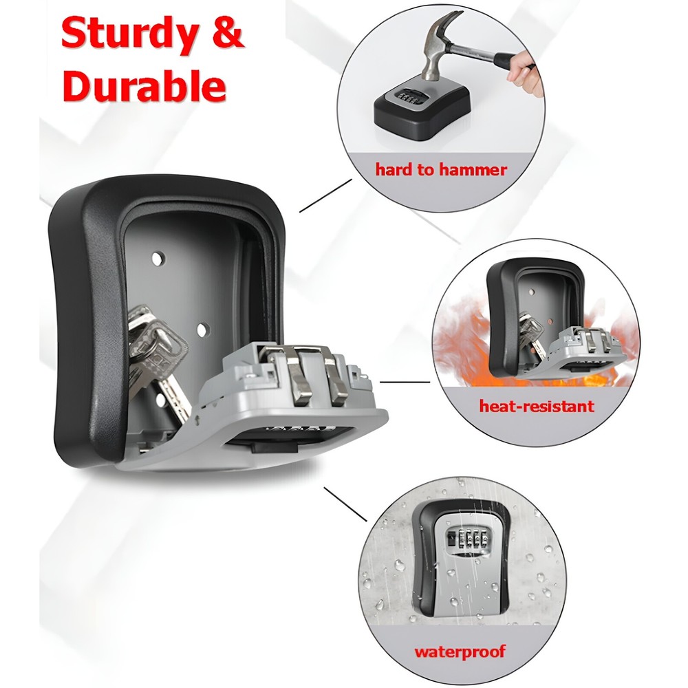 4 Digit Key Safe Lock Box Combination Wall Mount Security Storage Case Organizer