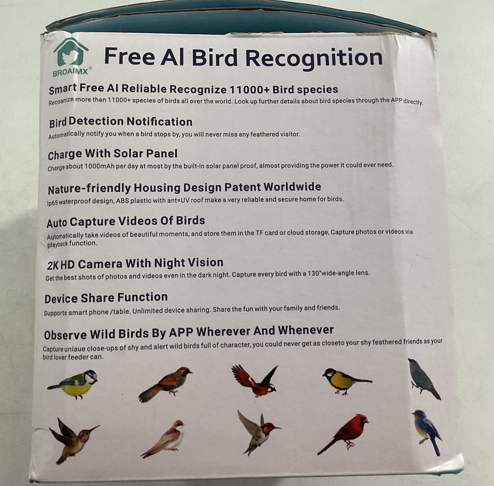 Smart Bird Feeder W/Camera No Subscription-Free Bird ID Blue
