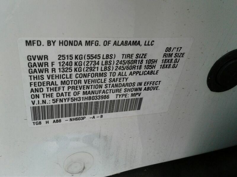 PILOT 2017 Transmission Shift 85367