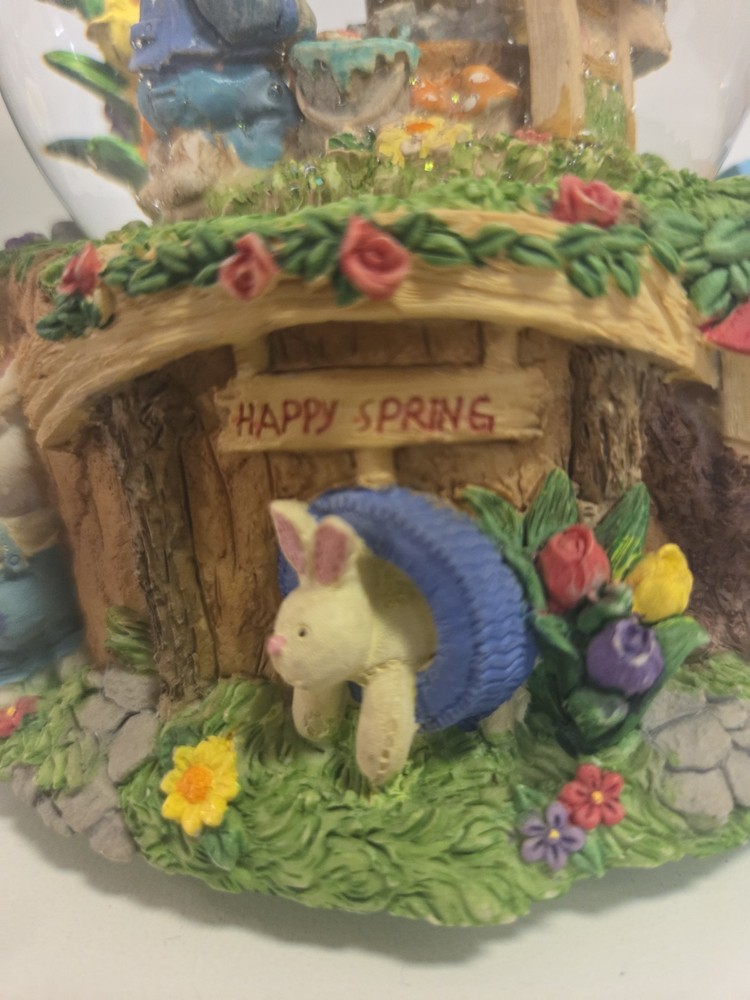 Springtime/Easter musical egg shaped glitter globe plays "Easter Parade"