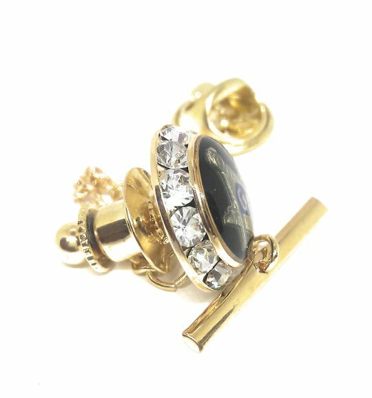 FREEMASON MASONIC CRYSTAL TIE TACK / LAPEL PIN