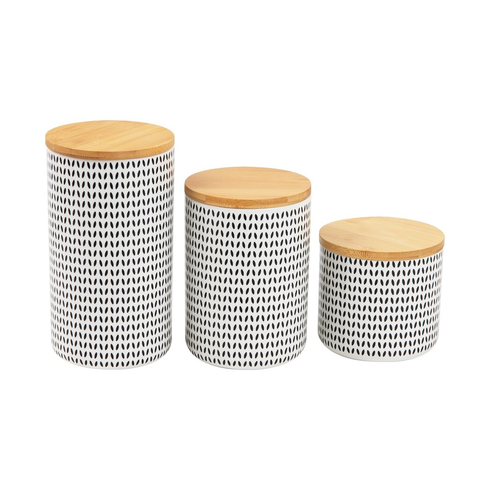 3-Piece Canister Set Sugar Container Coffee Storage Lids Kitchen Ceramic