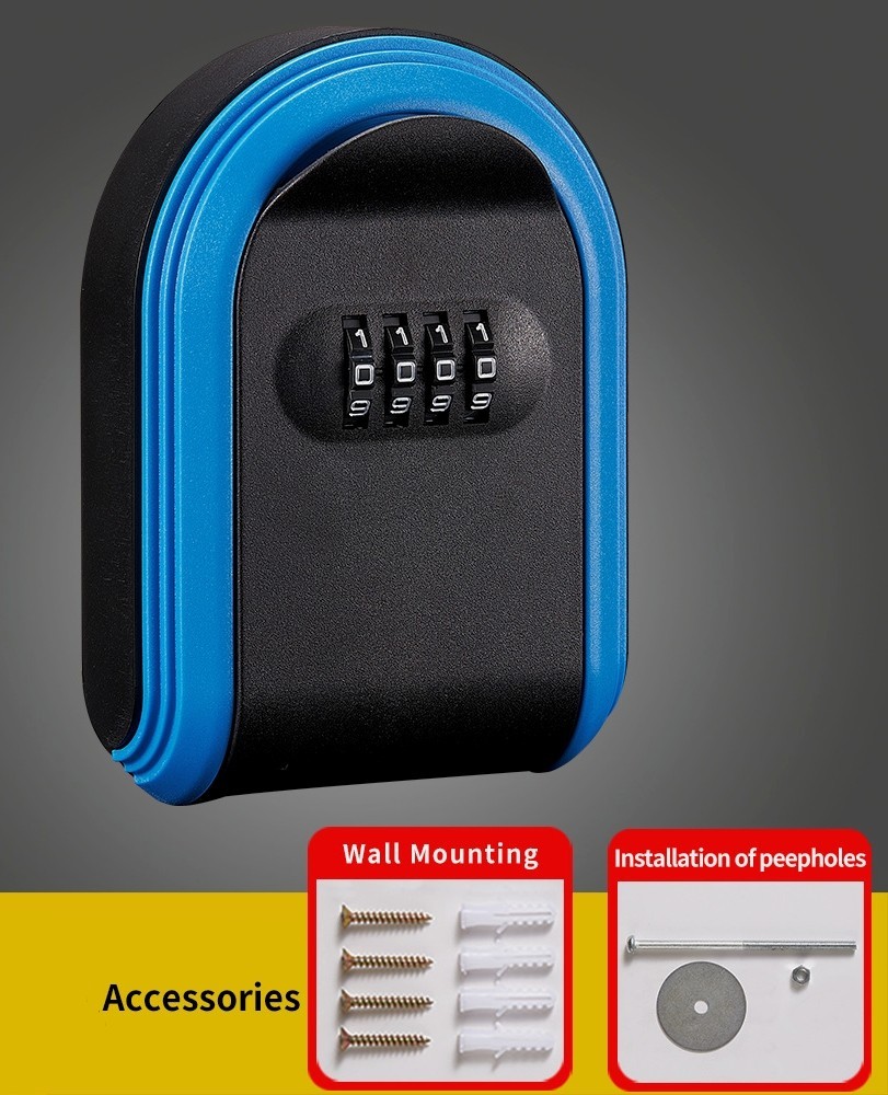 Blue ABS Plastic Key Box Variable Password Key Safe Household Key Storage
