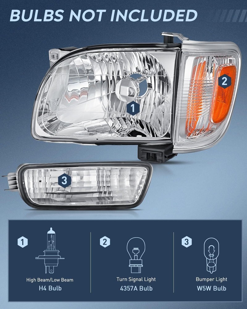 Nilight Headlight and Taillight Assembly Combo for 2001-2004 Toyota Tacoma