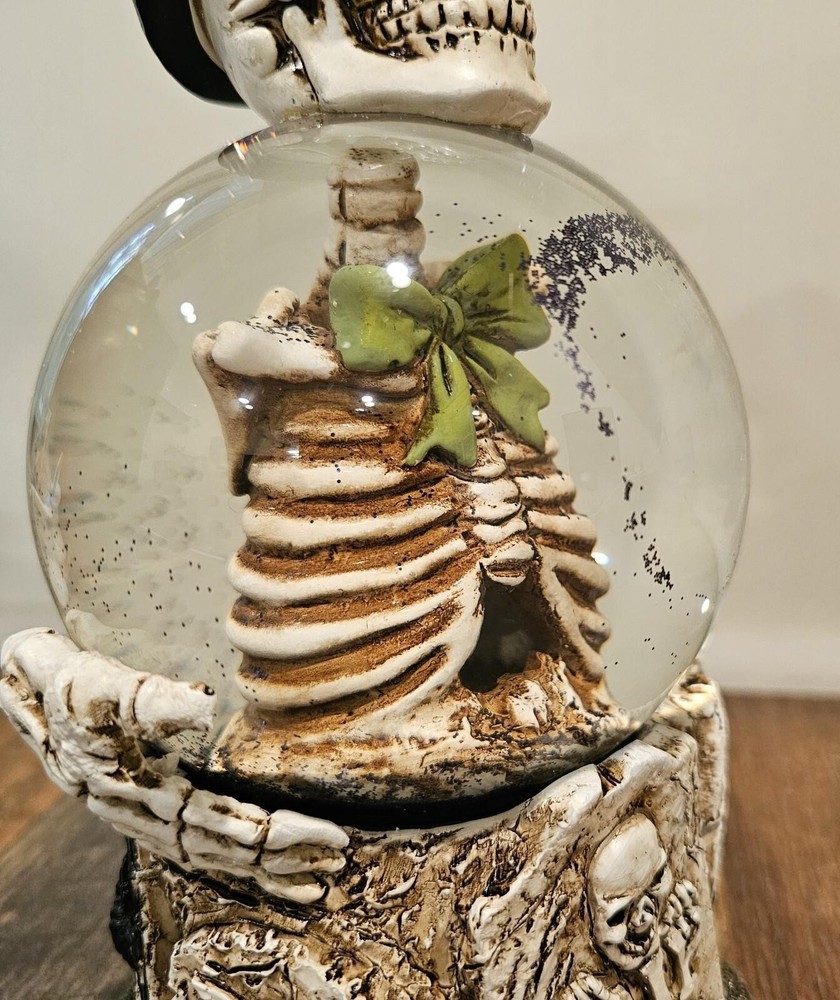 Cracker Barrel Halloween Glitter Skeleton Lighted Globe 10.5"