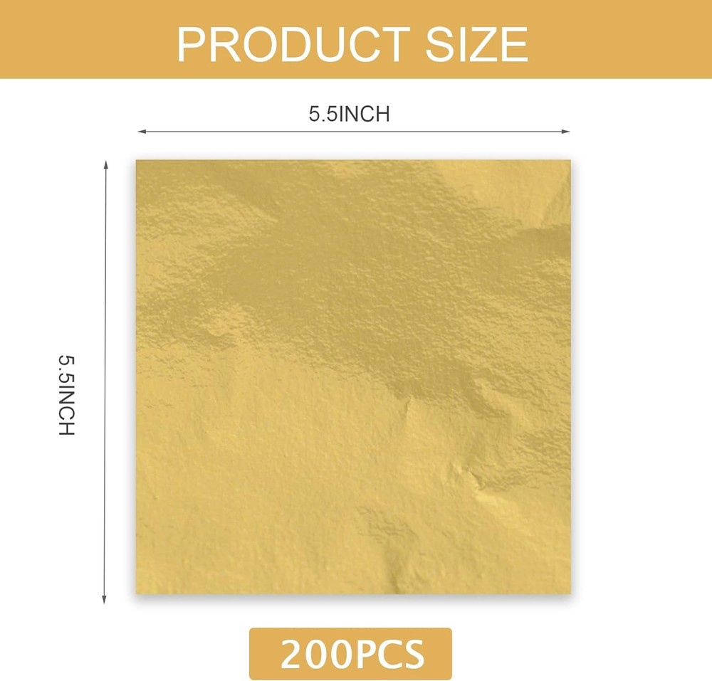 200Pcs Gold Leaf Sheets Foil for Gilding Crafting, Art & DIY...