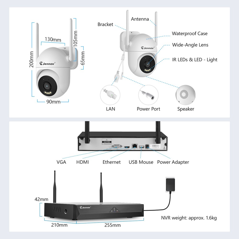 5MP Wireless Home Security Camera System 10CH NVR Two Way Audio Human Detection