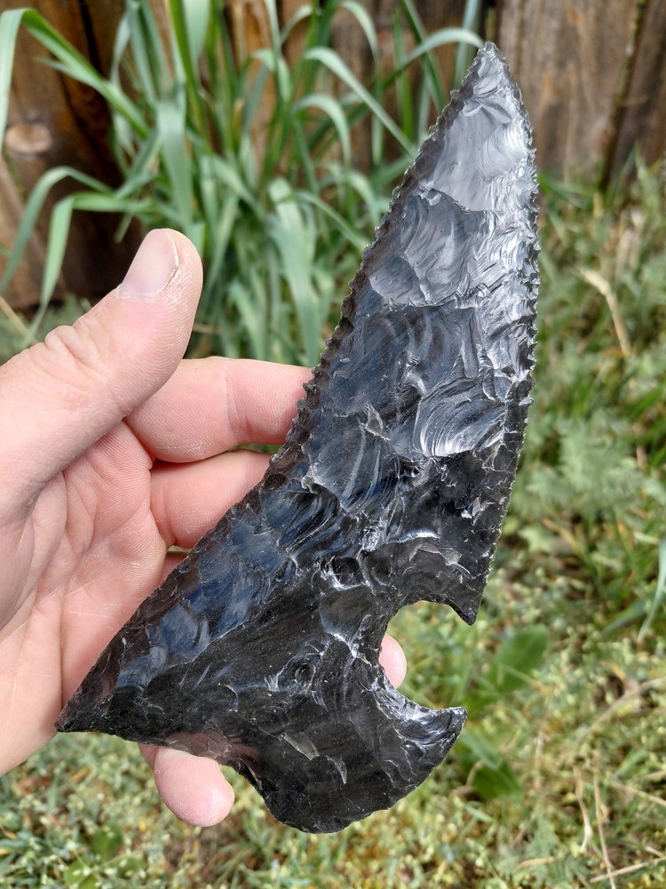 Two 7 Inch Obsidian Blades. Flintknapping, Arrowheads