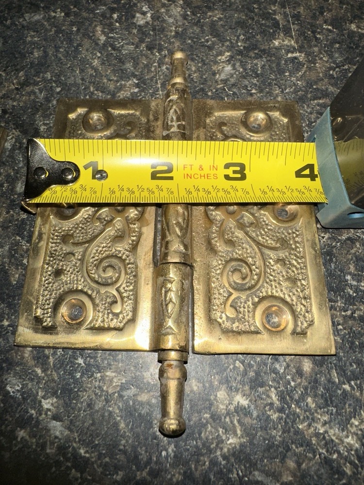 3 Vintage Brass Door Hinge Hardware.