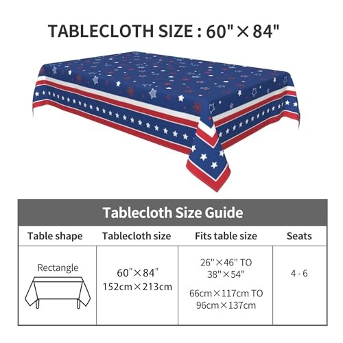 Patriotic Rectangle Tablecloth 60x84 Inch 84" x 60" (Rectangular) Dark Blue