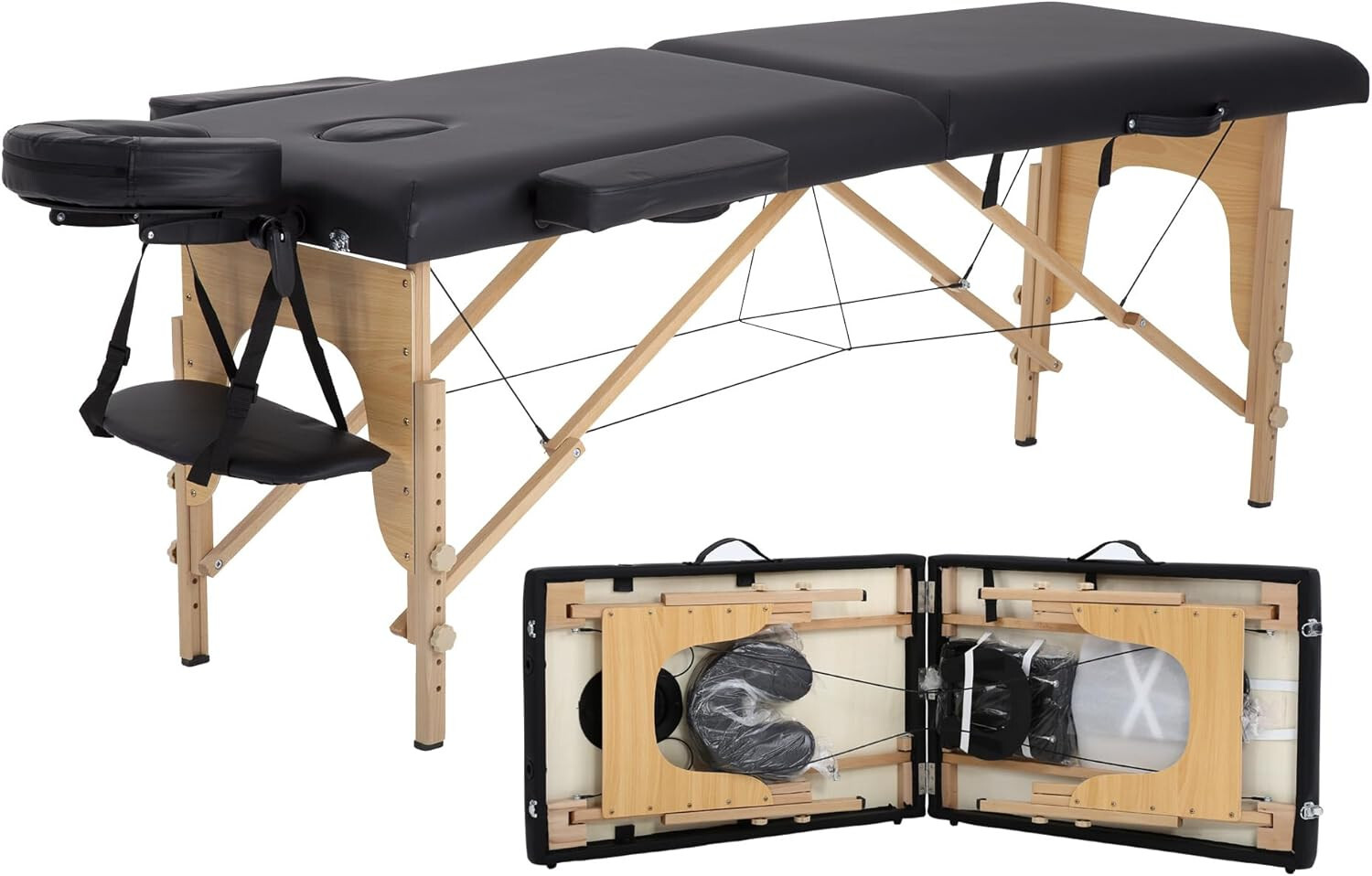 New Massage Table Massage Bed Spa Bed 73" Long Portable 2 folding W/ Carry Case