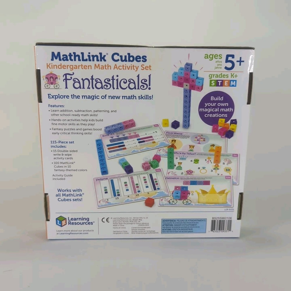 Learning Resources MathLink Cubes Kindergarten STEM 5+ Math Activity Set 115 pcs