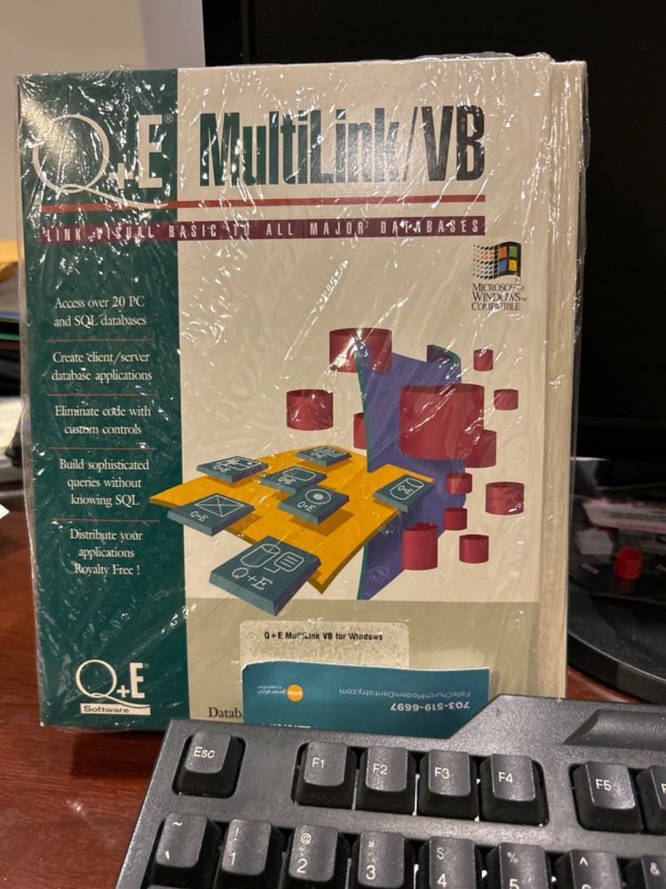 Open Q+E MultiLink VB for Windows with License. Vintage. disks and docs.