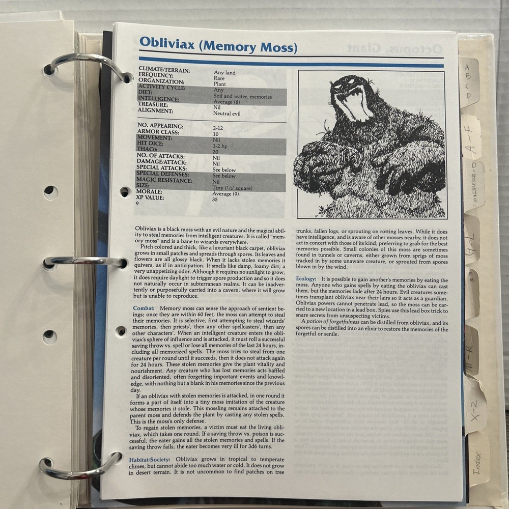 Monstrous Compendium Volume Two - AD&D 3-Ring Binder MC2
