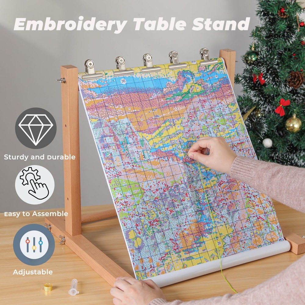 Adjustable Embroidery Stand Hands Free Cross Stitch Scroll Frame Needlepoint ...
