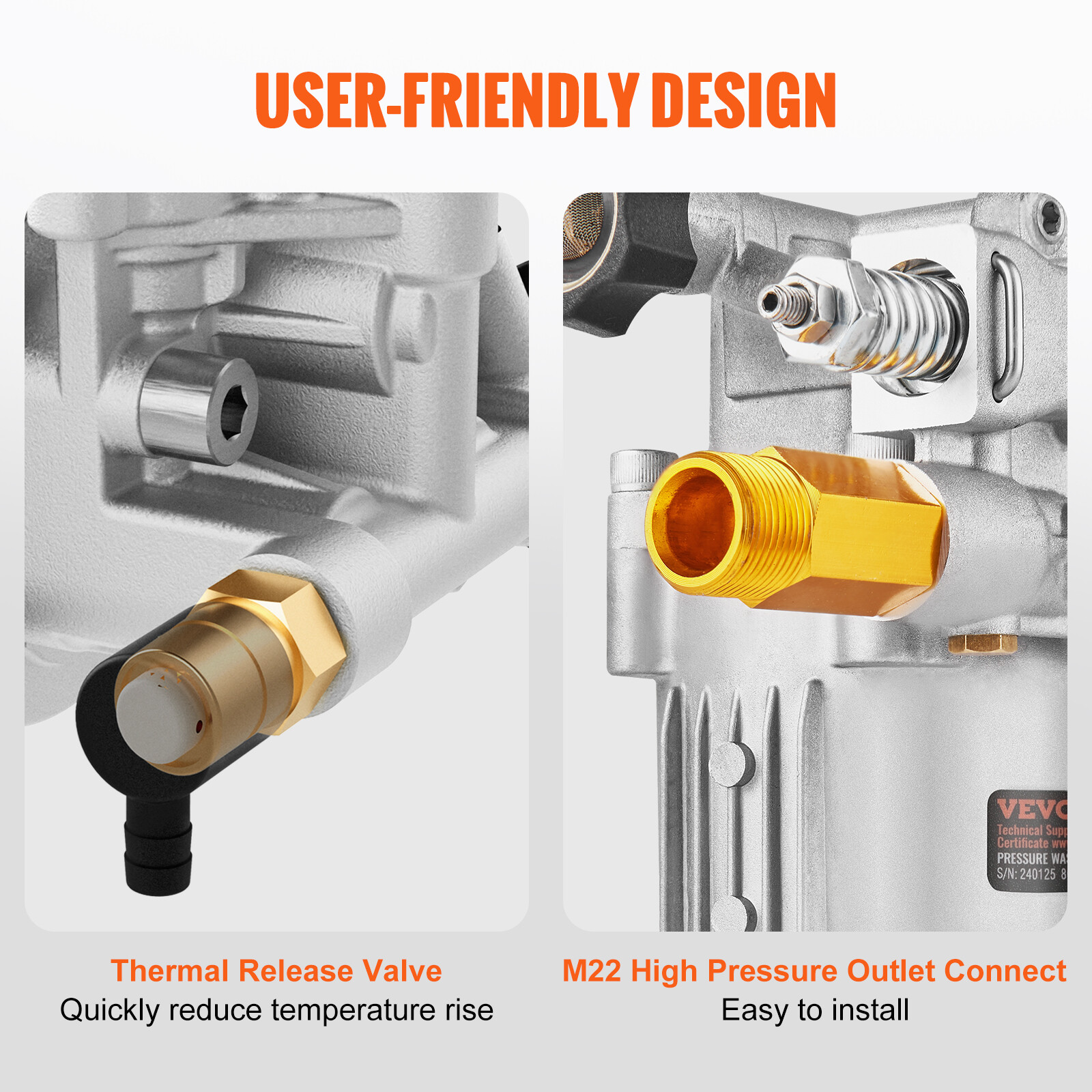 Pressure Washer Pump Power Washer Pump 3/4" Horizontal 3400 PSI 2.5 GPM