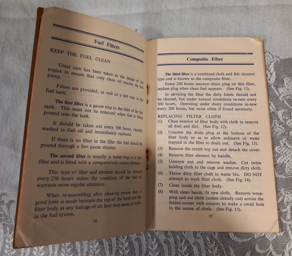PERKINS P SERIES DIESEL ENGINE ORIGINAL TRACTOR OPERATORS HANDBOOK