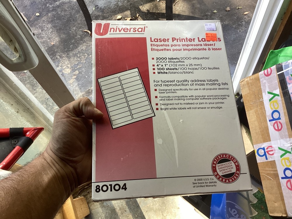 Universal 80104 2000 4” x 1”  Laser Printer  Labels White New