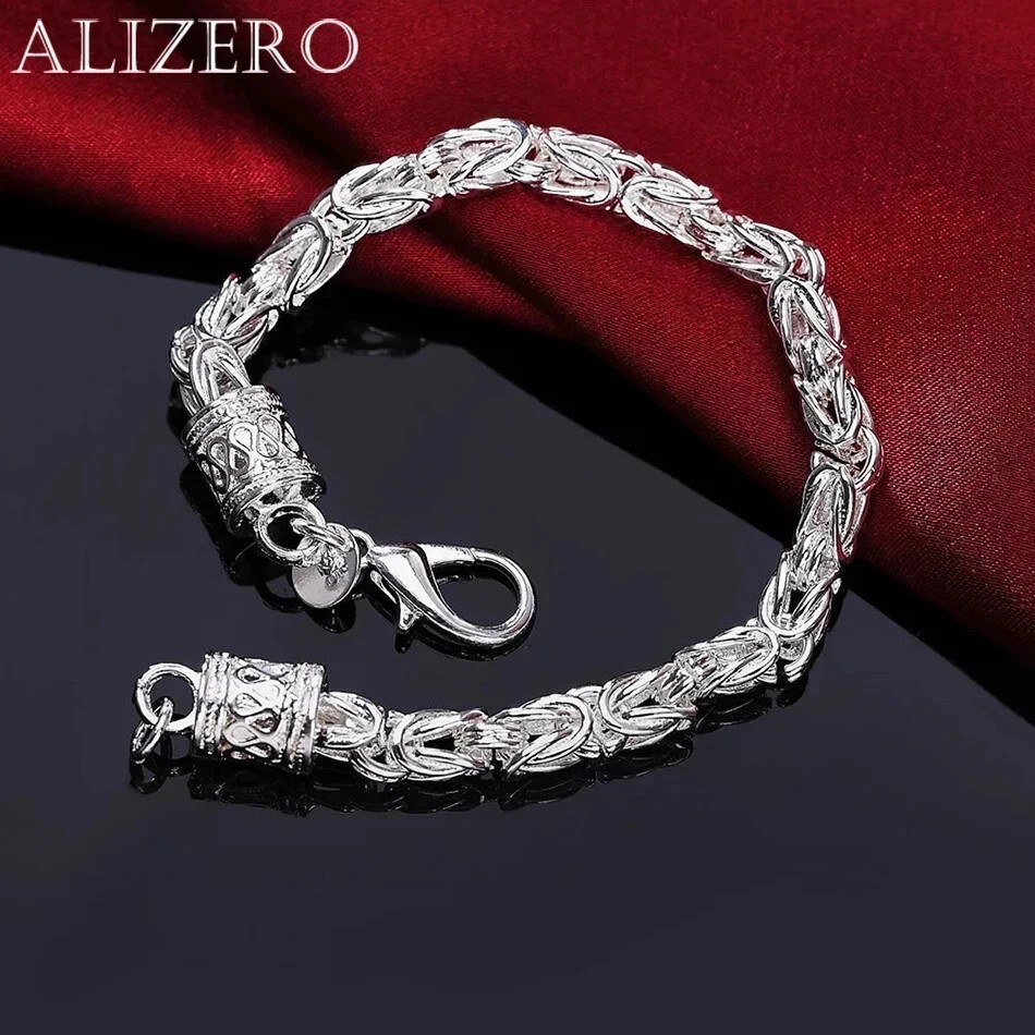 ALIZERO 925 Sterling Silver Faucet Chain Bracelet Women Men Fashion Fine Jewelry