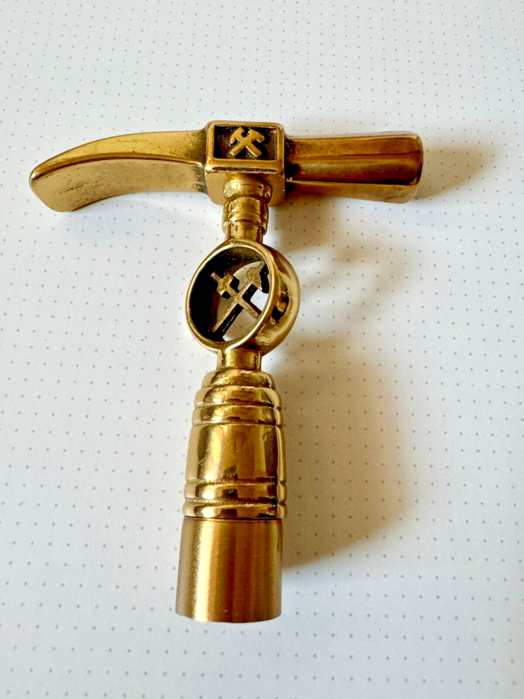 Vintage Firemans Solid Brass Claw Hammer Head Cane Handle- Engraved- Unique 50s