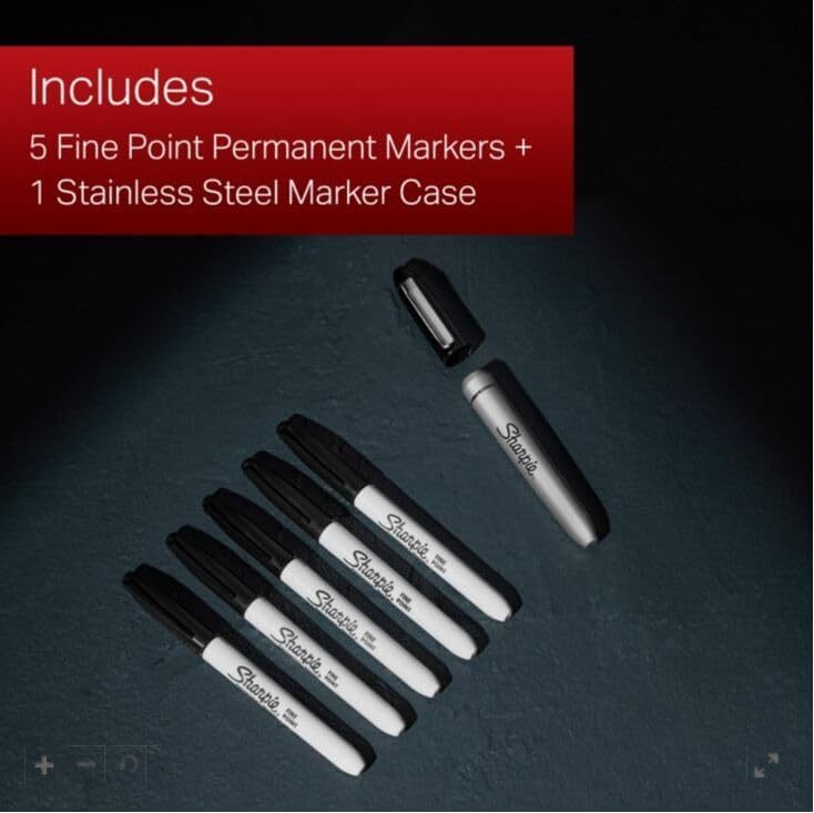 Permanent Markers, Multi-Tip Pack, Fine/Ultra Fine/Chisel Tip, Black, 6 Count