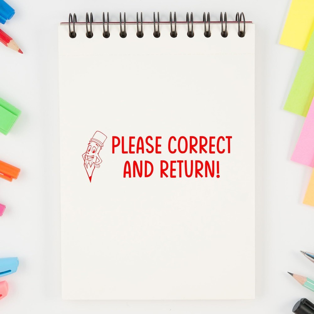 Please Correct and Return Teacher Stamp - Size 3/8" x 1 1/16"
