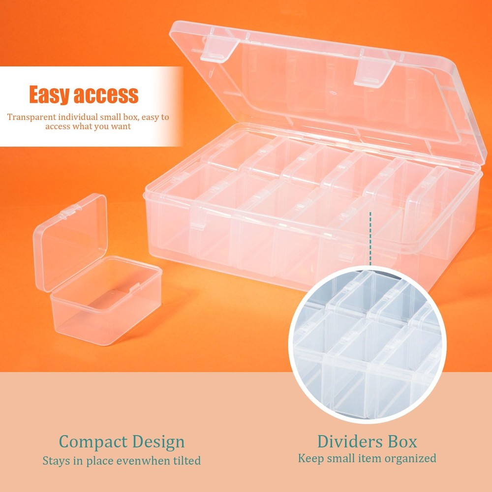 2PCS Bead Organizers and Storage Box, Medium Size Case Plastic Container for ...
