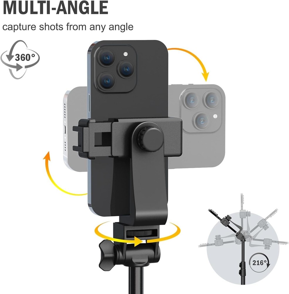 Lightweight 64” Tripod for Cell Phone & Camera – Adjustable Height & Easy Setup