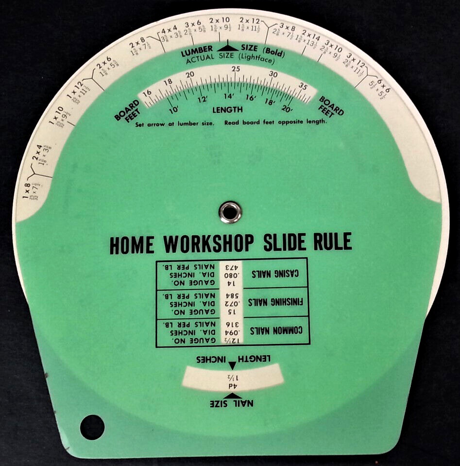 Home Workshop Slide Rule Multi-Purpose Circular Self-Calculating Tool Nail Screw