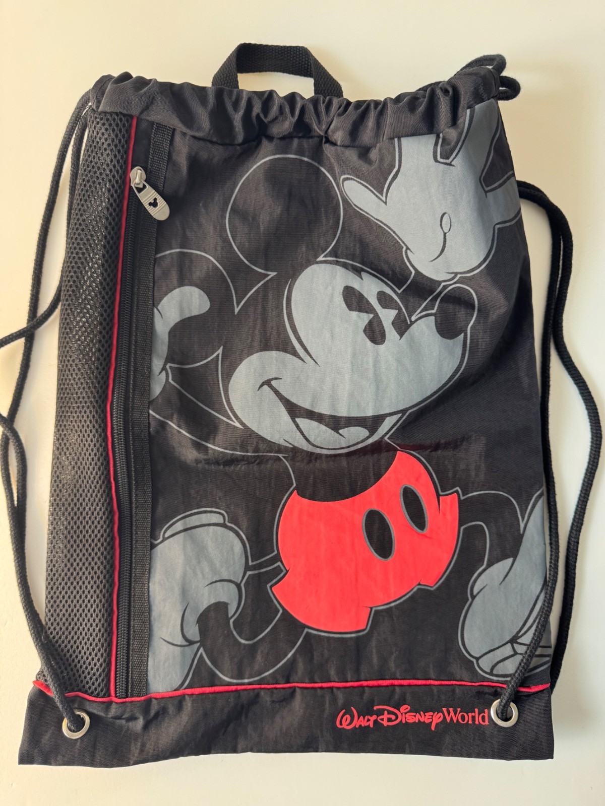 Disney Parks Walt Disney World Mickey Mouse Drawstring Cinch Bag Black & Red
