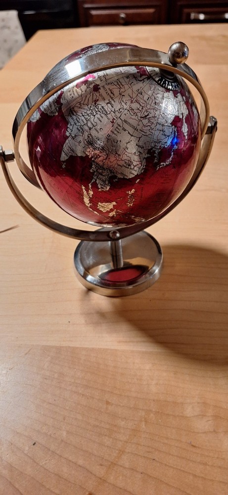 World Globe On a Silver Frame Made In India