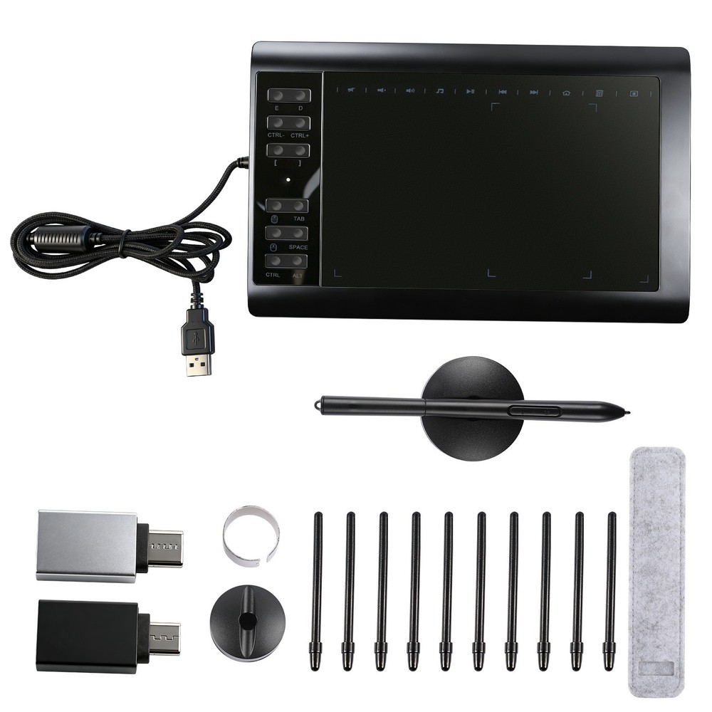 Drawing Tablet Large Area Graphics for Windows/Android/Mac+60°Tilt-Sensitive Pen