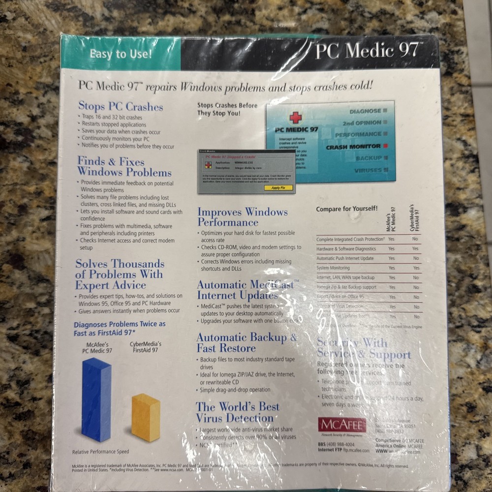 Mcafee PC Medic 97 For Windows 95 CD-ROM Version NEW SEALED