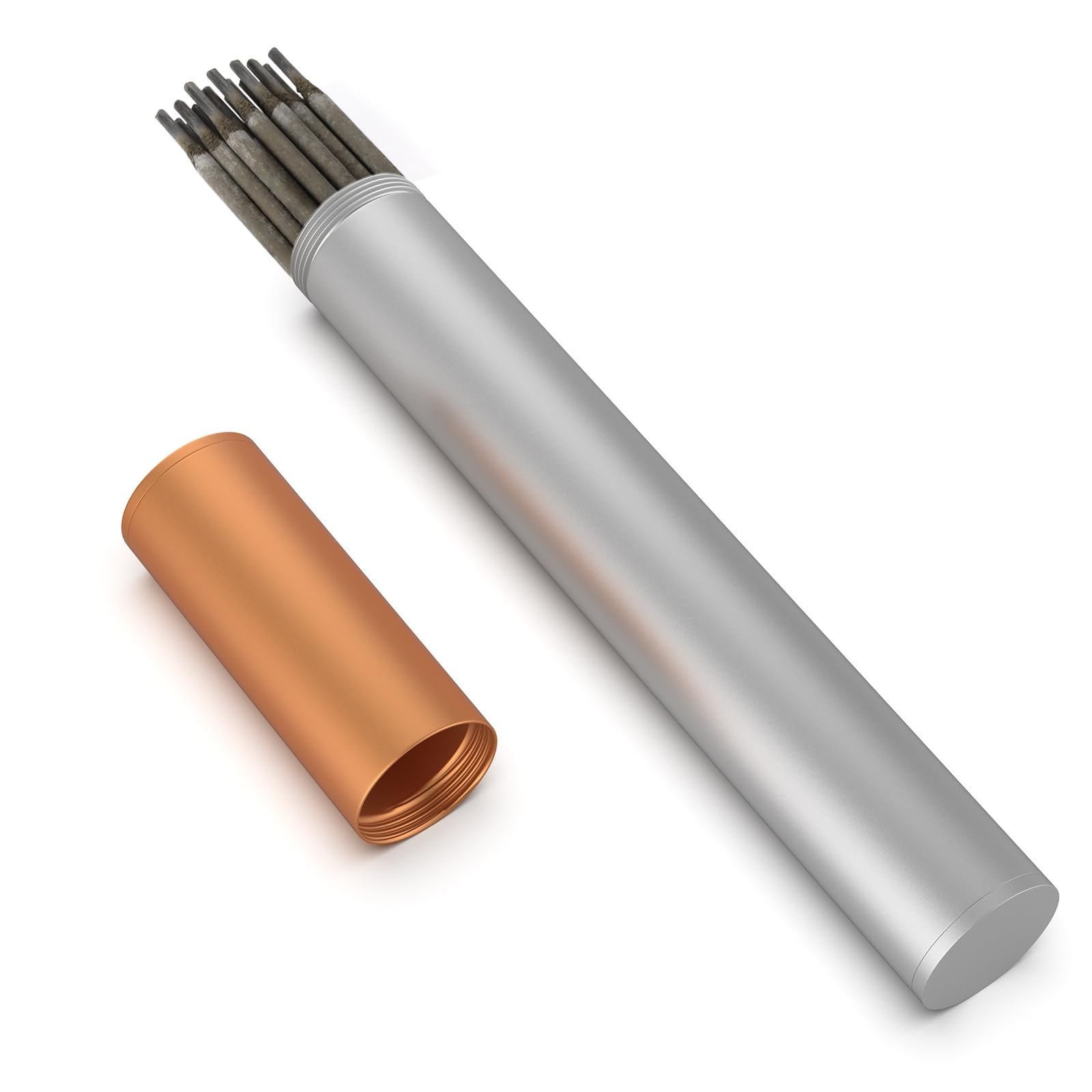 Welding rod storage tube,Ybenlld 14 Inch Metal Rod 14", Silver+orange