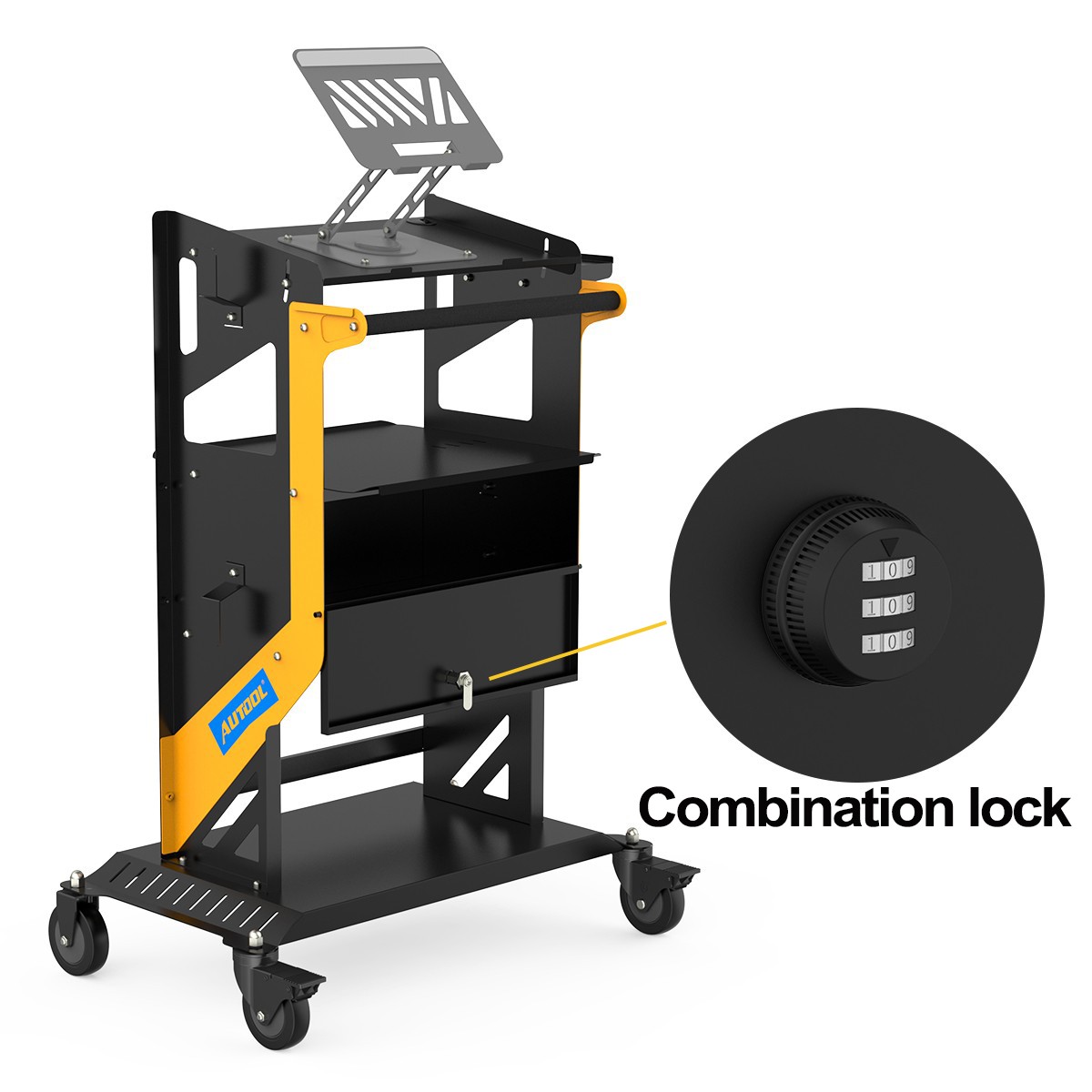 Automotive Diagnostic Tool Workshop Mechanics Rolling Cart With lock Bracket