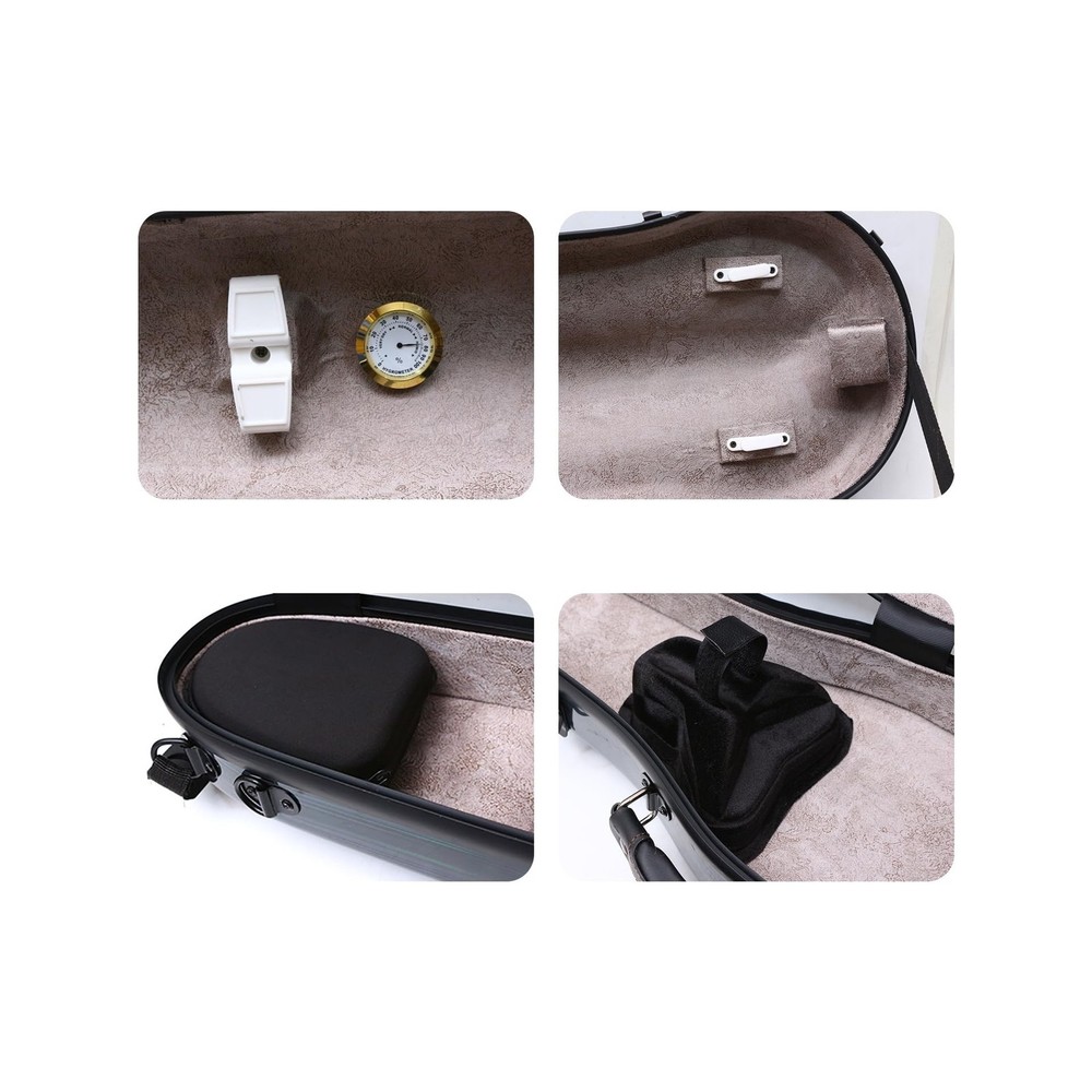 Hard Violin Case 4/4 streamline shaped shell with BackStraps,external storage...