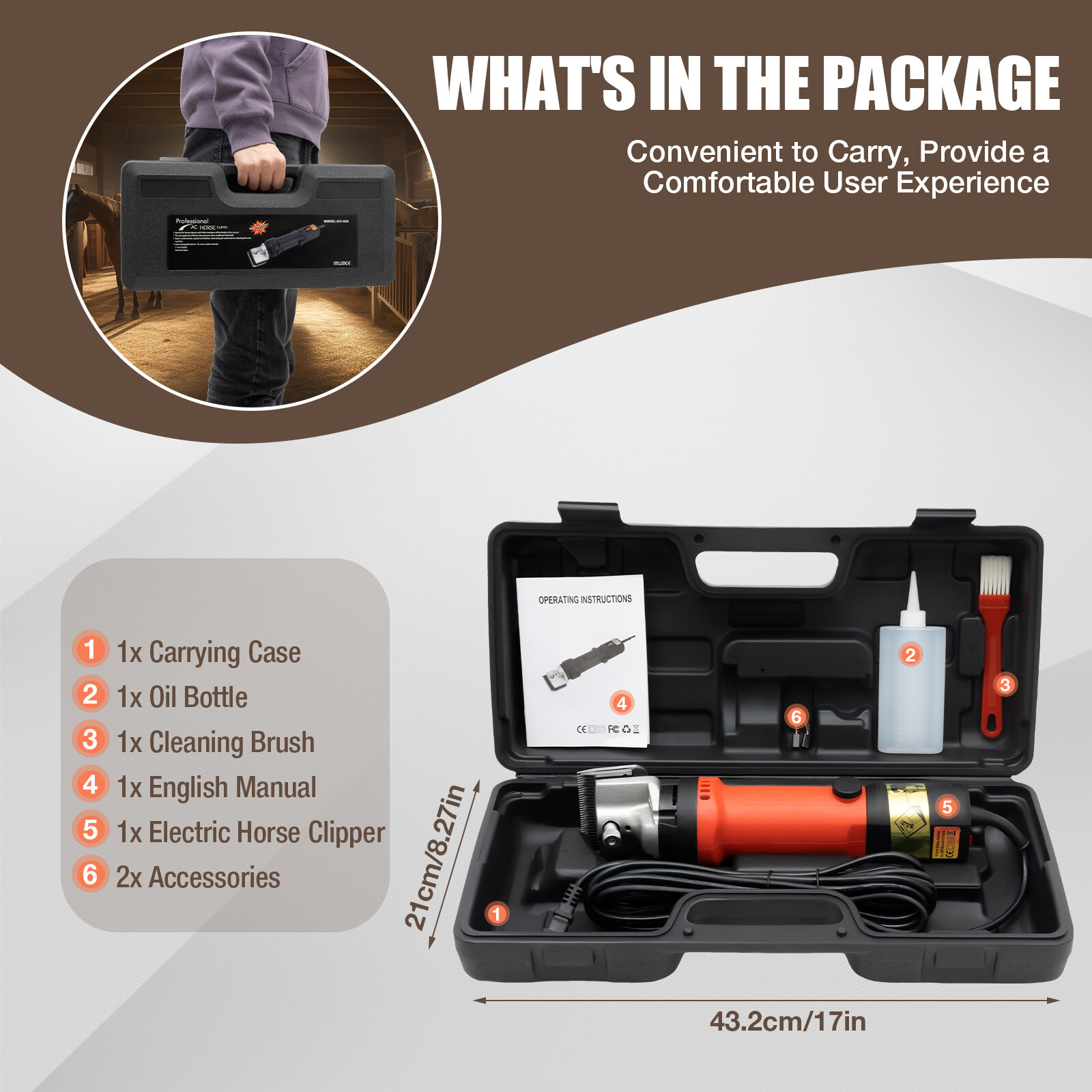 Professional Horse Clippers Electric Animal Grooming Clippers fit Horse Cattle