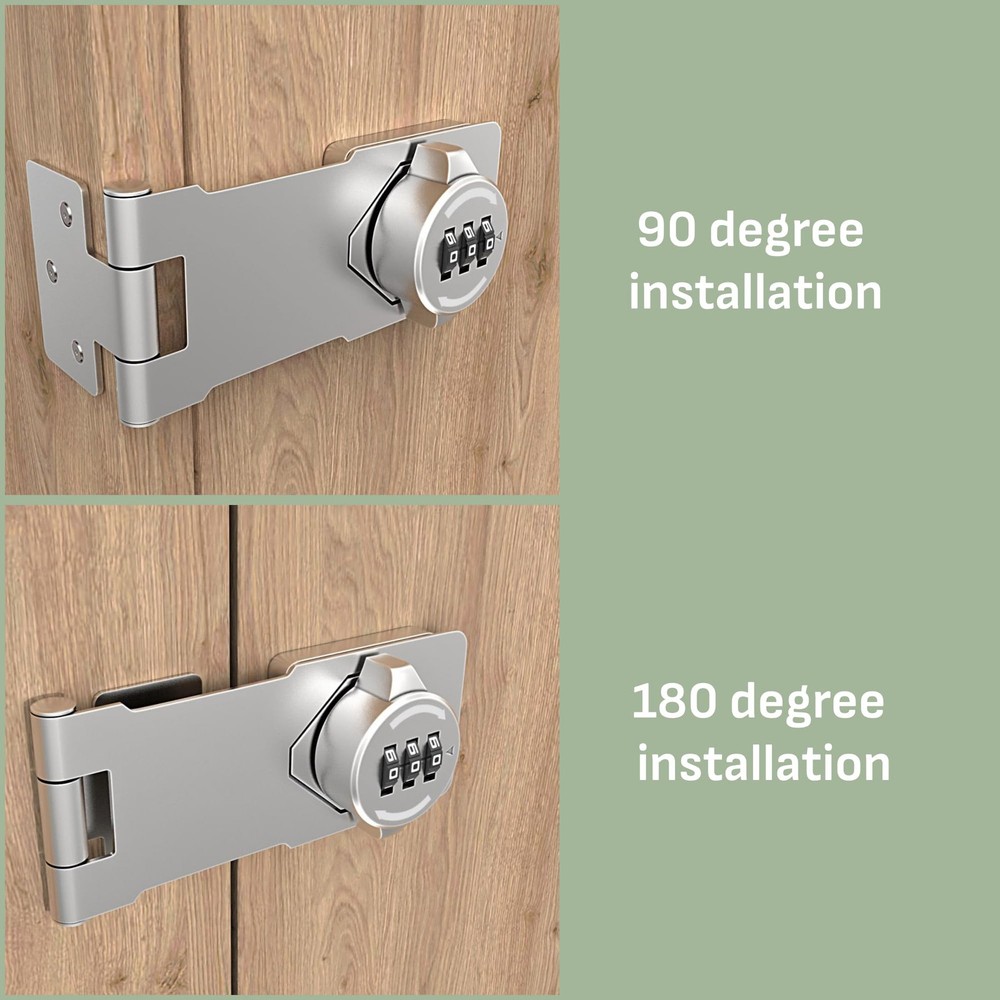 Keyless 3-Digit Combination Lock Twist Knob Hasp Latch For Cabinet Silver