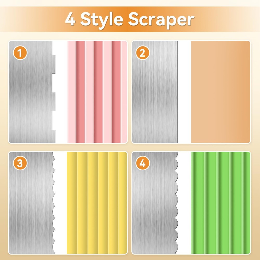 Stainless Steal Cake Scraper, 2 Pcs 8.6 inch Double Sided Patterned Edge Stri...