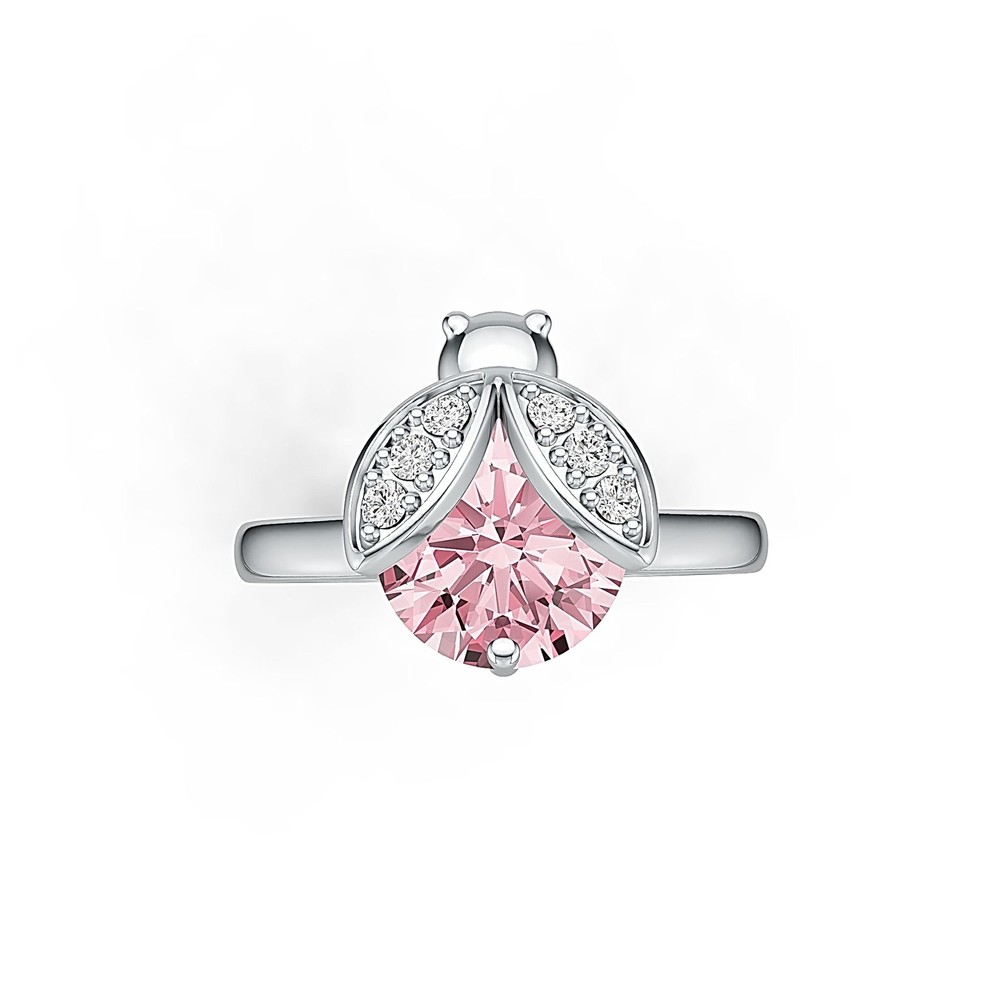 Sterling Silver Semi Mount Ring Setting Round RD 10x10mm Lady bug Theme