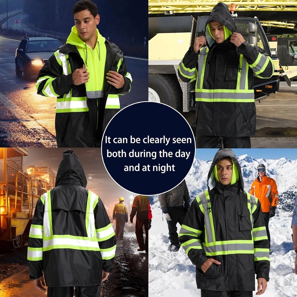 High Visibility Rain Gear, Class 3 High Visibility Work Rain Gear for Men, Co...