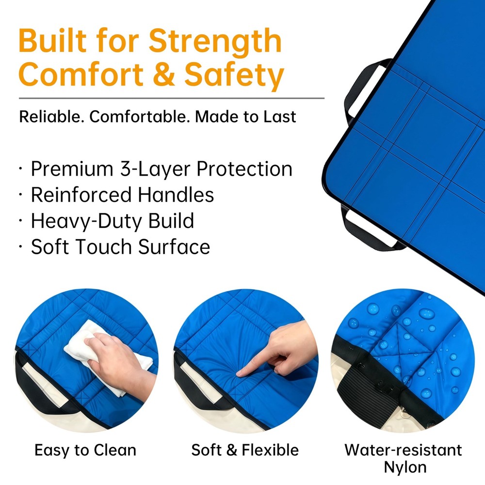 Upgraded 3-Layer Positioning Bed Pad with Handles, Transfer & Slide for Elder...